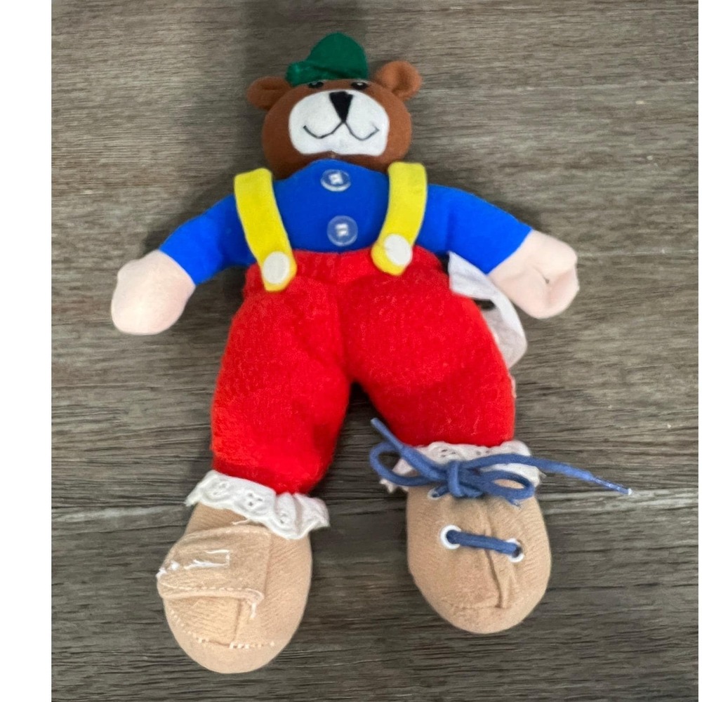 Gerber Plush Bear Toy Dressing Activity Learn to Dress Zipper‎ Lace Button 11"